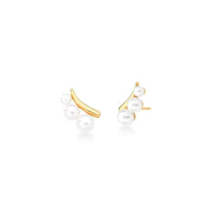 BRINCO EAR CUFF LISO E PÉROLAS SHELL BANHADO