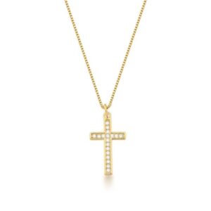 COLAR COM PINGENTE DE CRUZ CRAVEJADO