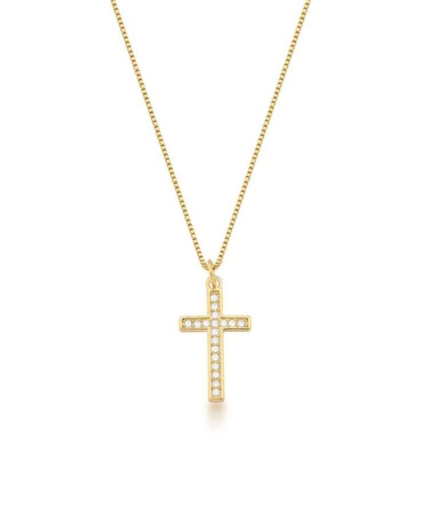COLAR COM PINGENTE DE CRUZ CRAVEJADO