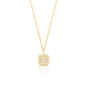 COLAR COM PINGENTE QUADRADO CRAVEJADO DE ZIRCÔNIAS