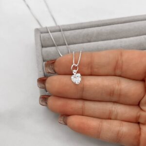 Colar prata 925 pingente zircônia coração 6mm 40cm